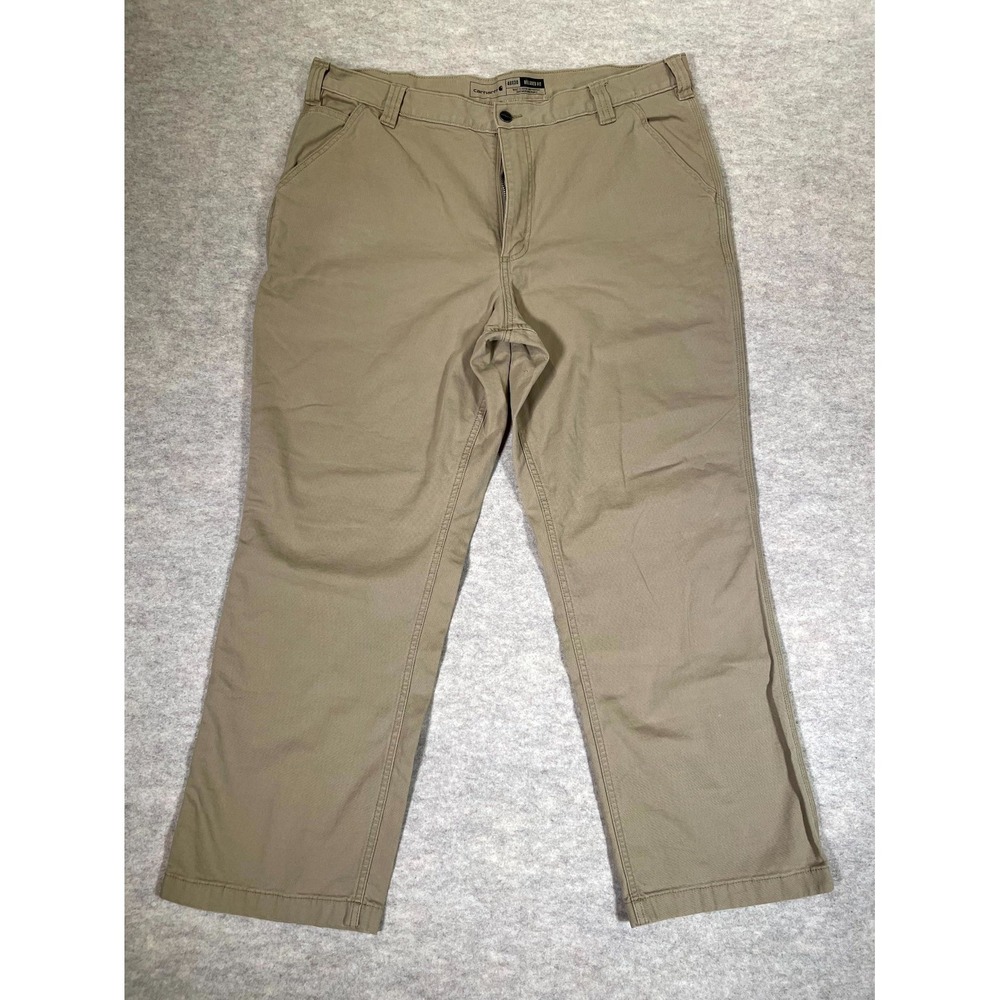 Carhartt Rugged Flex Relaxed Fit Work Pants Mens 40x30 Beige Canvas Straight Leg